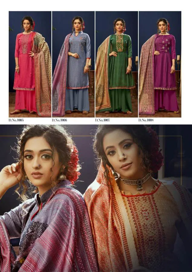 Roli Moli E Zara Pure Pashmina Latest fancy Casual Wear Jacquard Swarovski Diamond Work Designer Dress Material Collection
